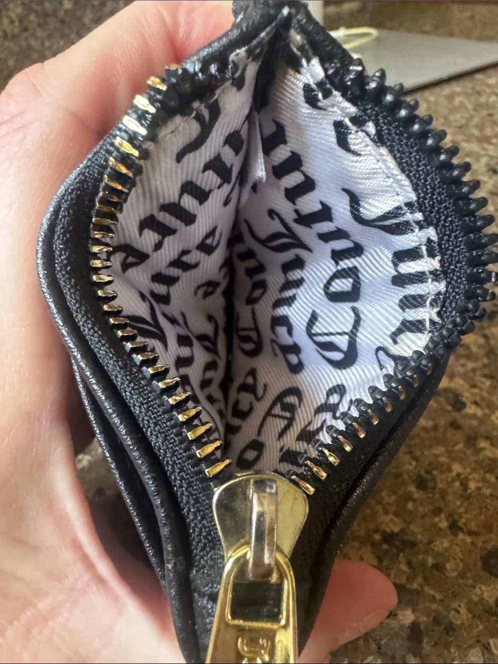 Juicy Couture Black Cardholder with Gold Heart Key Charm